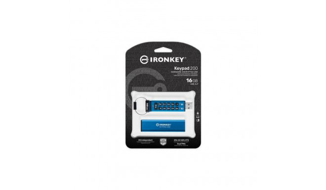 Kingston Technology IronKey 16GB Keypad 200, FIPS 140-3 Lvl 3 AES-256 Hardware Encrypted
