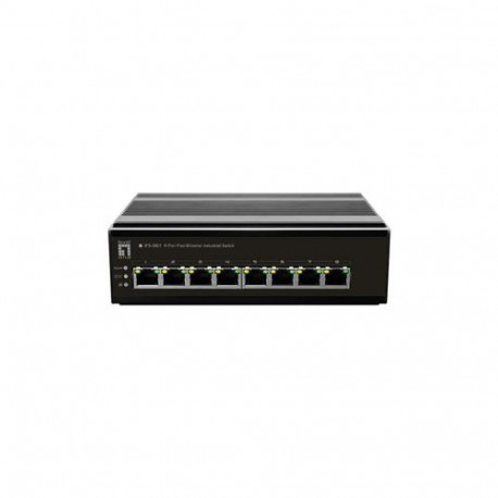 LevelOne 8-Port Fast Ethernet Industrial Switch, DIN-Rail, -40°C to 75°C