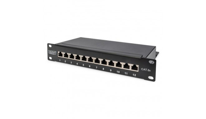Digitus CAT 6A Patch Panel, shielded, 12-Port, 1HE, 10&quot;, black