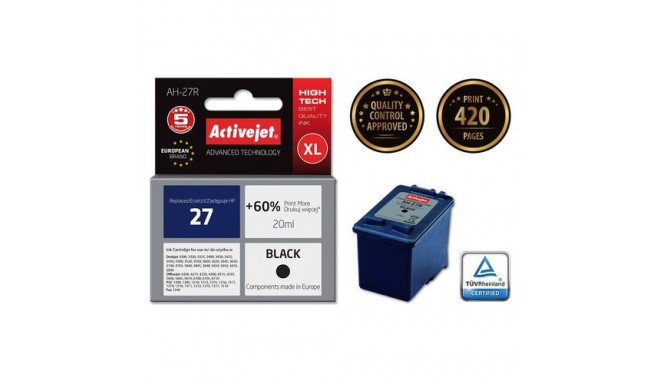 Activejet AH-27R ink (replacement for HP 27 C8727A; Premium; 20 ml; black)