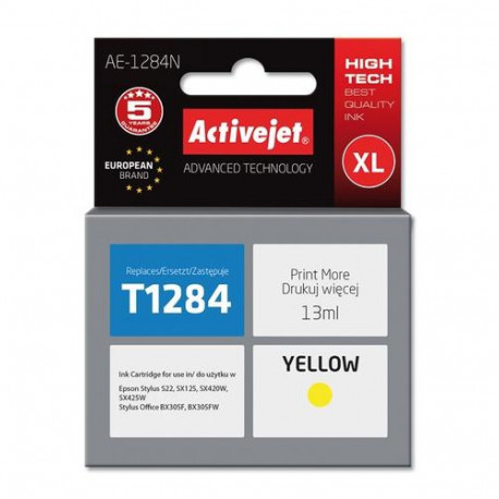 Activejet AE-1284N ink (replacement for Epson T1284; Supreme; 13 ml; yellow)