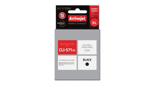Activejet ACC-571BNX ink for Canon printer; Canon CLI-571Bk XL replacement; Supreme; 12 ml; black