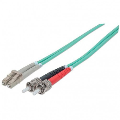 Intellinet Fiber Optic Patch Cable, OM3, ST/LC, 2m, Aqua, Duplex, Multimode, 50/125 µm, LSZH, Fibre,