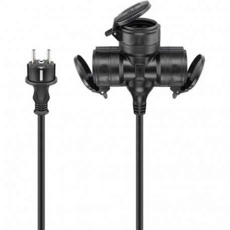 Goobay 65438 power extension 10 m 3 AC outlet(s) Outdoor Black