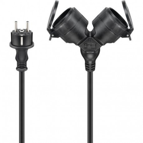 Goobay 65434 power extension 5 m 2 AC outlet(s) Outdoor Black