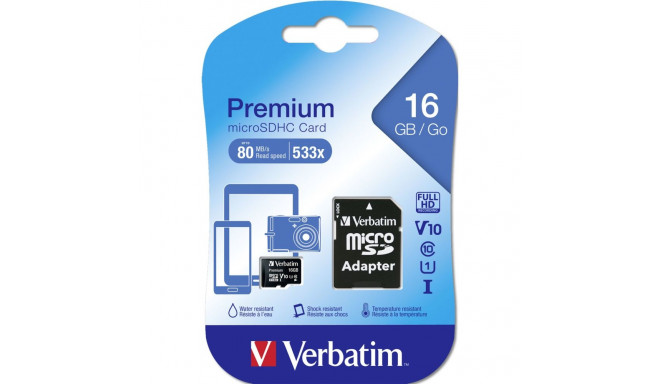 Micro SDHC 16GB Class10 UHS-I + Adapter