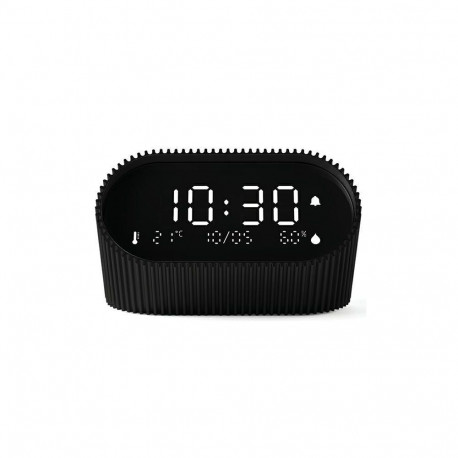 LEXON Ray Alarm Clock with Indoor Thermometer&Hygrometer Black