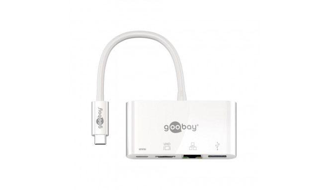 Goobay USB-C Multiport Adapter (HDMI + Ethernet, PD) 62105 White