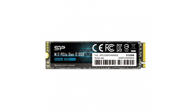 Silicon power A60 512 GB, SSD interface M.2 NVME, Write speed 1600 MB/s, Read speed 2200 MB/s