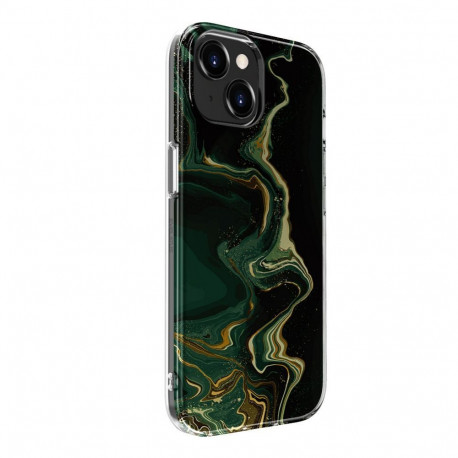 Evelatus Apple iPhone 15 Plus PC Customized Print Design Marble Dark Green