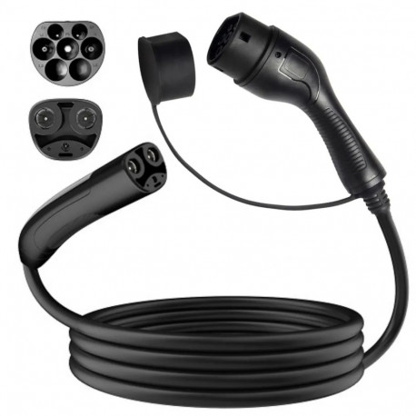 EV Charge AUX1675T2 Premium EU CE Universālais Kabelis 11 KW 16A Tips 2 uz Tips 2 7.5M Melns