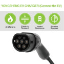 EV Charge AUX3275T2 Premium EU CE Universālais kabelis 22 KW 32A Tips 2 uz Tips 2 7.5M Melns