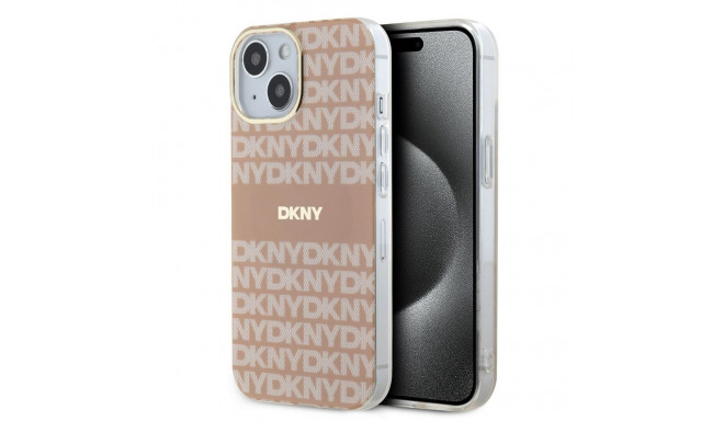 DKNY - DKNY PC/TPU Repeat Pattern Tonal Stripe Magsafe Case for iPhone 15 Pink