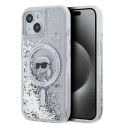 Karl Lagerfeld - Karl Lagerfeld Liquid Glitter Karl Head MagSafe Case for iPhone 15 Transparent