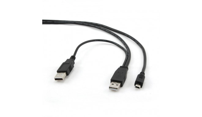 Gembird CABLE USB2 DUAL AM-MINI 0.9M/BLACK CCP-USB22-AM5P-3
