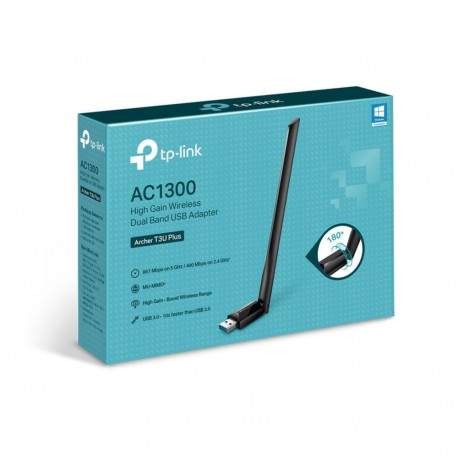 TP-Link Dual Band USB Adapter Archer T3U Plus 2.4GHz/5GHz, 802.11ac, AC1300, External Antenna, MU-MI