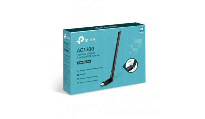 TP-Link Dual Band USB Adapter Archer T3U Plus 2.4GHz/5GHz, 802.11ac, AC1300, External Antenna, MU-MI