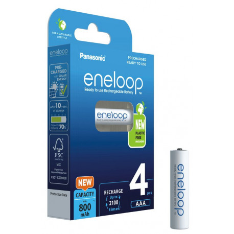 Panasonic eneloop rechargeable battery AAA 800 4BP (opened package)
