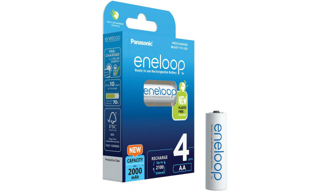 Panasonic eneloop rechargeable battery AA 2000 4BP (opened package)