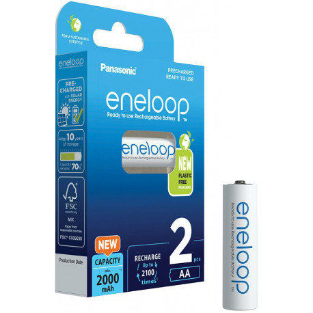 Panasonic eneloop rechargeable battery AA 2000 2BP (opened package)