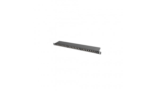 PATCH PANEL 24 PORT 0.5U 19" CAT.5E FTP WITH CABLE ORGANIZER SHIELDED BLACK LANBERG