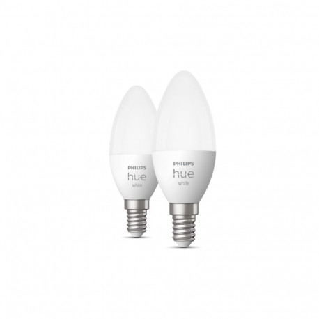 Philips Hue LED smart bulb multipack, BT, White, E14, candle-shaped, 2-pack