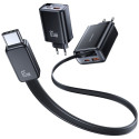 seinalaadija USAMS Xiang Series CC299 65W 1xUSB-C 1xUSB-A + USB-C kaabel valge