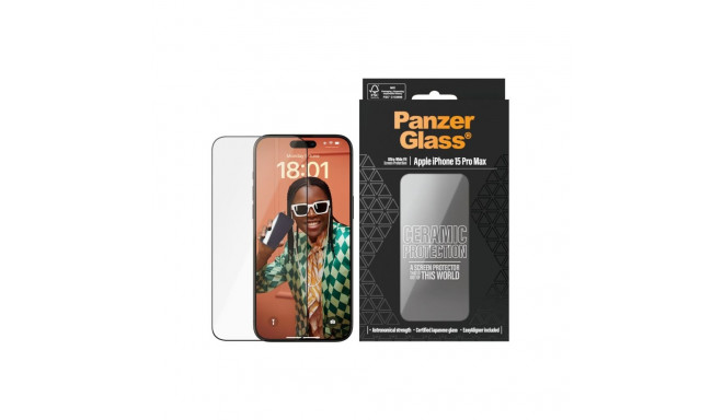 PanzerGlass keraamiline kaitse iPhone 15Pro Max 6.7" ultra-laia sobivusega ekraanikaitse lihtne paig