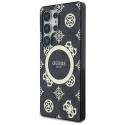 Guess 4G taust kuldne elektrooniliselt kaetud pojengi mustriga MagSafe ümbris Samsung Galaxy S25 Utr
