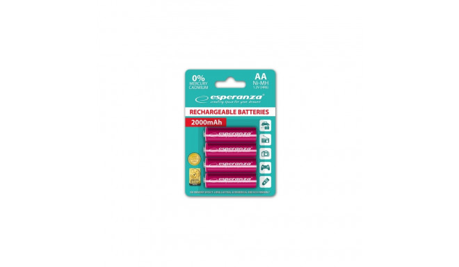 Esperanza EZA104R PRECHARGED HR6 2000MAH ALWAYS READY BLISTER PACK 4PCS.