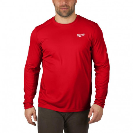 MILWAUKEE LONG SLEEVE WORK T-SHIRT, LIGHTWEIGHT - RED WWLSRD-M