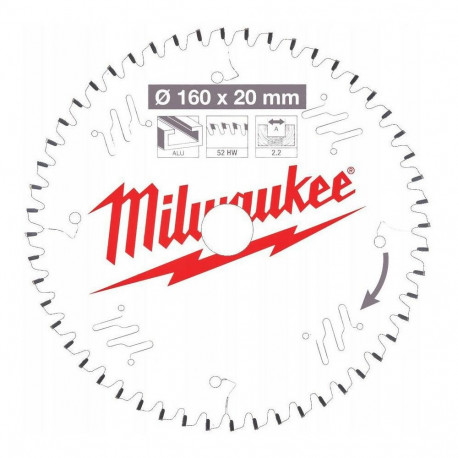 MILWAUKEE KETASSAAG 160x20x2.2x52z TF ALUMIINIUM