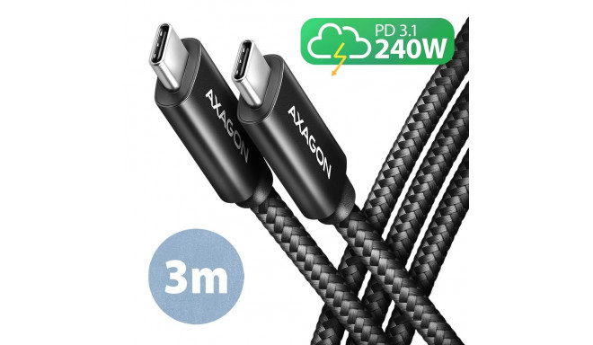 CABLE USB-C TO USB-C 3M 240W/BRAID BLK BUCM2-CM30AB AXAGON