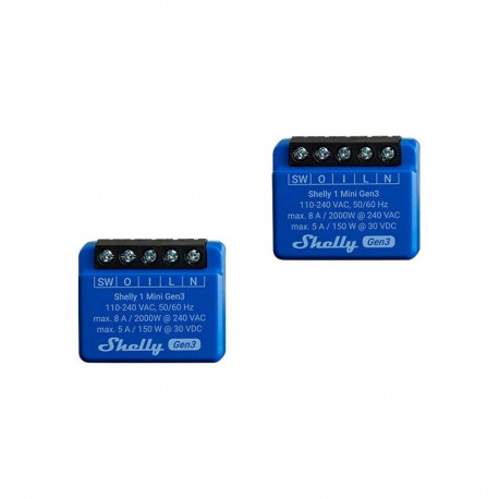 Shelly 1 Mini Gen3 Set of 2 Controllers, WiFi/Bluetooth