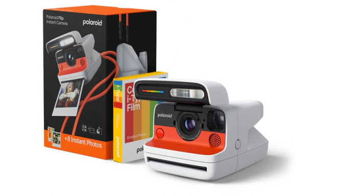 Polaroid Flip, white + Color Film Bundle (8 photos)