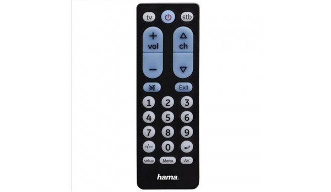 Hama Universal IR Remote Control  2-in-1 Large Illuminated Buttons Teachable Black