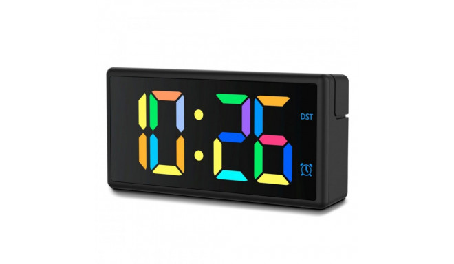 Hama Ibiza Digital Alarm Clock Multicolor Display USB Charging Black