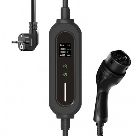 EV Charge Kaasaskantav Tüüp 2 Laadija 7m Kaabel 3.6 kW 6A–16A 1-Faas IP65 Must