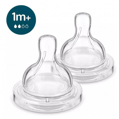 Philips Avent pretkoliku barošanas pudeļu silikona knupīši 1M+  (2 gab.) SCY762/02
