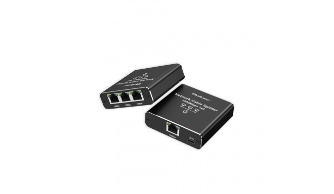 Qoltec splitter Ethernet mini Switch1x3 RJ45 USB-C