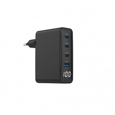 Universaalne 100W GaN 1xUSB-A 3xUSB-C LCD must kiirlaadija