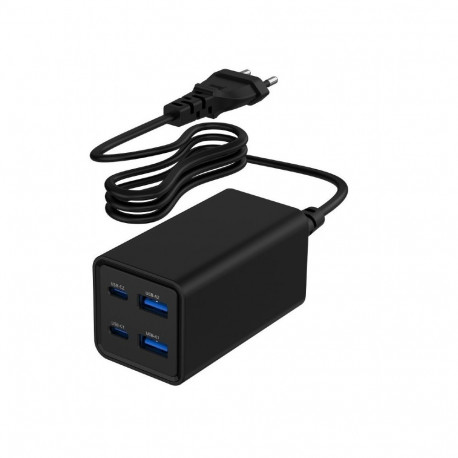 Universal charger 65W GaN 2xUSB-A 2xUSB-C fast charger black