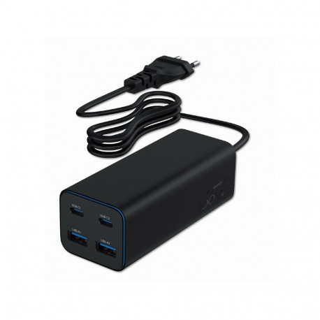 Universaalne 100W GaN 2xUSB-A 2xUSB-C must kiirlaadija