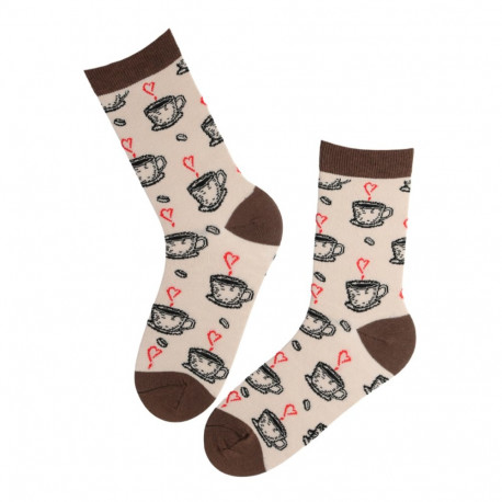 SOKISAHTEL MACCHIATO beežid puuvillased kohvisõbra sokid 446