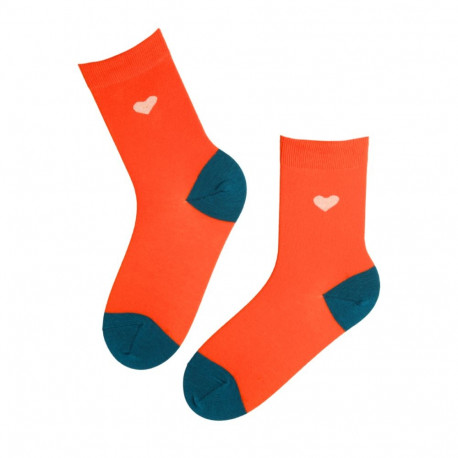 SOKISAHTEL ELLI oranžid südamega puuvillased sokid 444