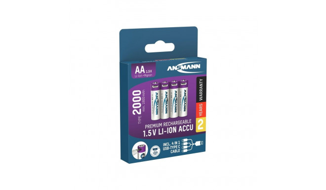 ACCU AA 1.5V 2000MAHUSB-C.MAX2A 4PCS