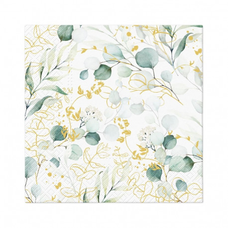 NAPKINS PAPER GOLD EUCALYP 33X33CM 20PCS