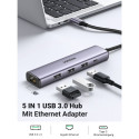 USB Hub UGREEN CM475, 3 x USB-A 3.0 - 1 x USB-C - 1 x RJ45, Grey