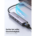 USB Hub UGREEN CM475, 3 x USB-A 3.0 - 1 x USB-C - 1 x RJ45, Grey