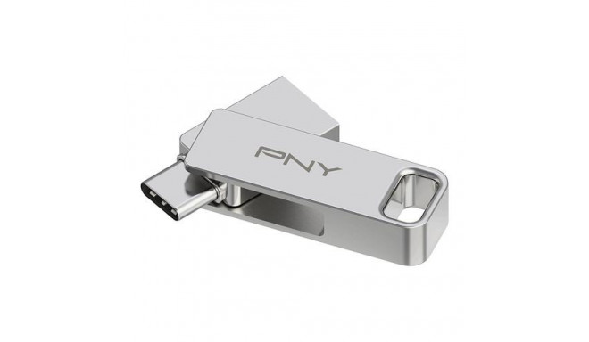 PNY DUO LINK USB flash drive 128 GB USB Type-A / USB Type-C 3.2 Gen 1 (3.1 Gen 1) Stainless steel